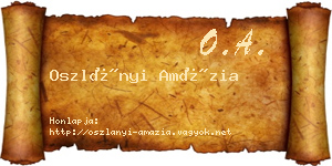 Oszlányi Amázia névjegykártya